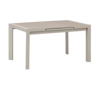 Mesa De Jardín Extensible "évasion" En Efecto Lino Y Madera De Arcilla, Con Capacidad Para 8 Personas En Lates De Aluminio - Hespéride