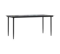 vidaXL Mesa de jardín Guanajay rectangular acero y vidrio negro 74x160x80 cm