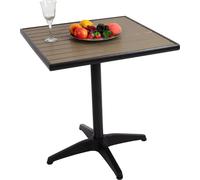 Mesa de jardín HWC-J95, mesa para balcón, mesa tipo bistró, recubrimiento para exteriores apto para hostelería, aspecto de madera, aluminio, color o gris