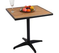 Mesa de jardín HWC-J95, mesa para balcón, mesa tipo bistró, recubrimiento para exteriores apto para hostelería, aspecto de madera de aluminio, disponible en y teca (marrón)