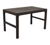 Keter Lyon - Mesa de jardín 2 en 1, resistente a la intemperie, color marrón, 116 x 71 cm, altura regulable, mesa para exterior para balcón y terraza, robusta mesa para balcón, duradera y de fácil