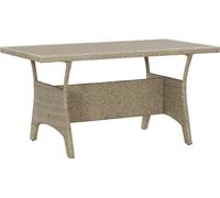 Mesa de jardín Living Store, color gris, 120x70x66 cm, fabricada en polirratán