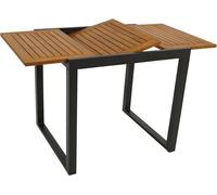 Mesa de jardín, mesa para balcón extensible, modelo RIVELLO, 80/120x70 cm, aluminio color antracita + madera de acacia tratada, para uso en exteriores, con certificación