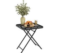 Mesa de jardín negra - Mesa plegable de acero para balcón - Cuadrada, 70 x 70 cm - Resistente a la intemperie - Mesa auxiliar para exteriores