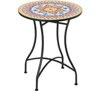 Mesa de jardín Outsunny, mesa mosaico redonda, mesa bistró, mesa auxiliar, color rojo, diámetro 60 cm