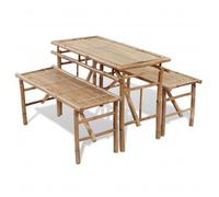 Mesa De Jardín Plegable Con 2 Bancos 100 Cm De Bambú Vidaxl