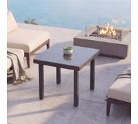 Mesa de jardín Poly-Rattan Cava, mesa de comedor, mesa auxiliar, mesa con superficie de vidrio, 80x80 cm negra