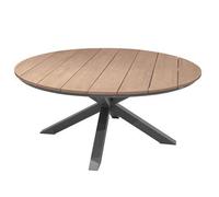 Mesa De Jardín Redonda "oriengo" De Acacia Y Grafito, Para 8 Personas, De Aluminio Tratado Con Epoxi - Hespéride
