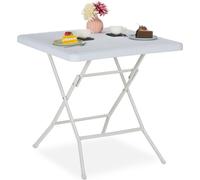 Relaxdays Mesa de jardín con efecto de madera blanco