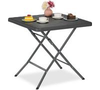 Relaxdays Mesa de jardín con efecto de madera gris