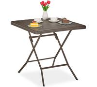 Relaxdays Mesa de jardín con efecto de madera marrón