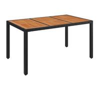 Mesa De Jardín Superficie De Madera Ratán Pe Negro 150x90x75 Cm Vidaxl