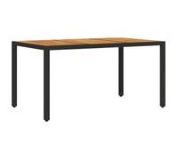 Mesa De Jardín Superficie Madera Acacia Ratán Negro 150x90x75cm Vidaxl