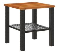 Mesa de jardín vidaXL, color , 40x40x42 cm, fabricada con ratán sintético y madera de acacia