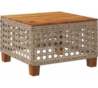 Mesa de jardín vidaXL, color beige, 55x55x36 cm, fabricada con ratán sintético y madera de acacia