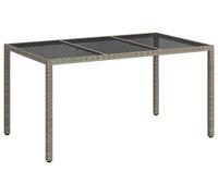 Mesa de jardín vidaXL, color gris, 150 x 90 x 75 cm, fabricada en polirratán