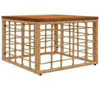 Mesa de jardín vidaXL, color natural, 55 x 55 x 37 cm, fabricada en ratán sintético (PE) con superficie de vidrio