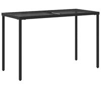 Mesa de jardín vidaXL con placa de vidrio, color , 115x54x74 cm, fabricada en ratán sintético