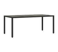 Mesa de jardín vidaXL con placa de vidrio, color , 190x90x75 cm, fabricada en ratán sintético