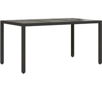 Mesa de jardín vidaXL con tablero de vidrio, color , 150x90x75 cm, fabricada en ratán sintético