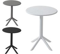 Mesa de jardín VORTIVO, redonda, de 60 cm de diámetro, blanca, resistente a la intemperie y estable. Mesa pequeña para balcón, fabricada en plástico (PP), con una altura de 76 cm, ideal para jardín y 