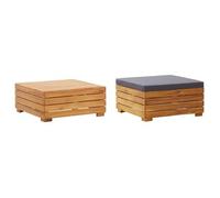 Mesa De Jardin Y Reposapiés Con Cojin Y De Madera Maciza Acacia Vidaxl