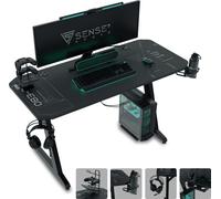 Mesa de juego cibernética SENSE7 Nomad, escritorio de 120x60 cm. Incluye alfombrilla para ratón de gran tamaño. Mesa para ordenador, mesa para PC, escritorio para gamers, escritorio pequeño, ideal par