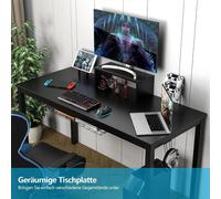 Mesa de juego de 140 cm con estante para monitor, dimensiones 155 x 60 x 94 cm, color