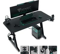 Mesa de juego SENSE7 Nomad Classic, escritorio de 120x60 cm. Incluye alfombrilla para ratón de gran tamaño. Mesa para ordenador, mesa para PC, escritorio para gamers, mesa para videojuegos. Gestión de