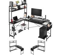Mesa de juego VEVOR en forma de L, de 1,7 metros, con soporte para monitor y soporte deslizante para la CPU, mesa de esquina con capacidad de carga de 68 kg, escritorio para ordenador, estación de tra
