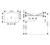 Mesa de lavabo AXOR Suite para encimera, lavabos y bañera, dimensiones 600x400 mm, acabado mate