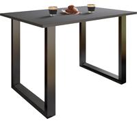 Mesa de madera | H. 76 x W. 140 x T. 80 cm | Reposapiés de alta calidad y sólido | Pies de hierro | Mesa de cocina - Xona U