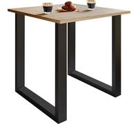 Mesa de madera | H. 76 x W. 80 x T. 80 cm|Reposapiés macizos y de alta calidad | Pies de hierro | Mesa de cocina - Xona U