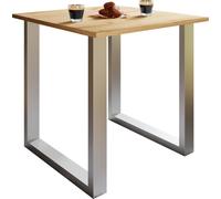 Mesa de madera | H. 76 x W. 80 x T. 80 cm|Reposapiés macizos y de alta calidad | Pies de hierro | Mesa de cocina - Xona U