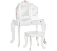 Mesa de maquillaje infantil - Mesa de maquillaje - Mesa de juegos - Color rosa y blanco - Fabricada en MDF con espejos de acrílico