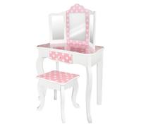 Mesa de maquillaje para niños, de madera, con espejo y taburete, 1 unidad, para niñas a partir de 3 años