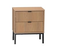 Mesa de noche 2 cajones efecto madera ranurada - h51cm 51 cm