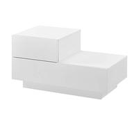 Mesa de Noche con 2 Cajones 38 x 70 x 35 cm Mesita de Noche Cajón en la Parte Izquierda Mesilla Armario para Almacenar Blanco Mate