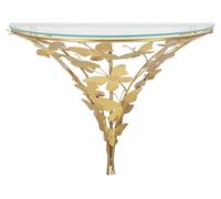 Mesa de noche con motivos de mariposas, hierro y cristal, 44,5 x 24,5 x 34,5 cm, color dorado, diseño de Mauro Ferretti