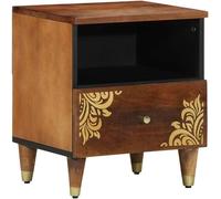 Mesa de noche moderna de madera maciza de mango con pomos de latón, ideal para un dormitorio contemporáneo, en color miel. Juego de 2 mesas de noche con espacio de almacenamiento