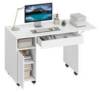 Mesa de ordenador con ruedas, plegable, con armario y cajón, de la marca HOMCOM