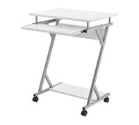 Mesa de ordenador gent con bandeja extensible para teclado acero 60 x 40 x 75 - blanco [en.casa]