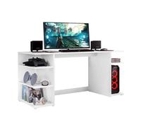 Mesa de ordenador tow 5h para oficina estilo contemporáneo en color blanco con 3 estantes y soporte torre