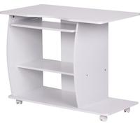 Mesa de ordenador Wohnling Diana, color blanco, con ruedas, 90 cm; modelo WL1.152