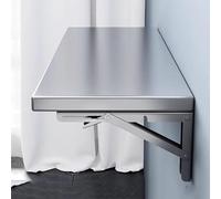 Mesa de pared plegable de acero inoxidable que ahorra espacio, escritorio plegable para cocina, comedor, oficina, jardín, lavandería, 110 x 30 cm, diseño versátil y elegante