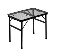 Mesa de Parilla Portátil Malla Metálica Altura Ajustable Plegable | Mesa Auxiliar de Exterior con Asa de Transporte para en Interior, Jardín, Terraza, Barbacoa, Senderismo, Picnic,