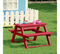 Mesa de picnic para niños con 2 bancos, mesa de exterior de polietileno de alta densidad para patio, jardín, sala de juegos, resistente a la intemperie, fácil de montar