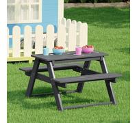 Mesa de picnic para niños con 2 bancos, mesa de exterior de polietileno de alta densidad para patio, jardín, sala de juegos, resistente a la intemperie, fácil de montar