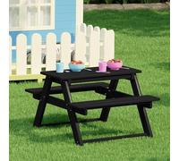 Mesa de picnic para niños con 2 bancos, mesa de exterior de polietileno de alta densidad para patio, jardín, sala de juegos, resistente a la intemperie, fácil de montar