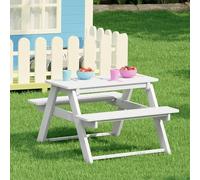 Mesa de picnic para niños con 2 bancos, mesa de exterior de polietileno de alta densidad para patio, jardín, sala de juegos, resistente a la intemperie, fácil de montar